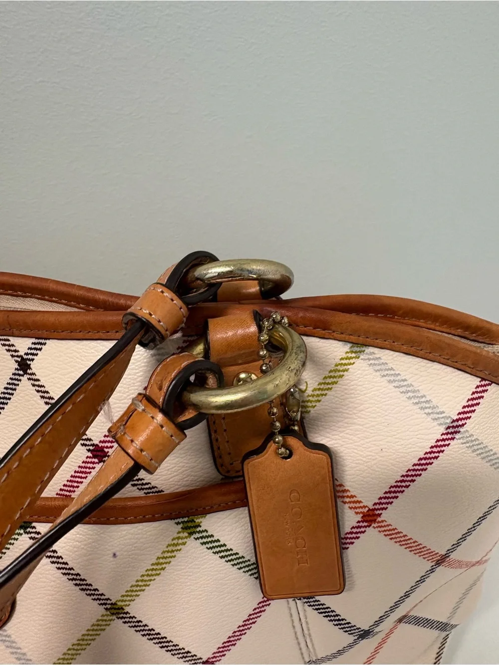 Coach F10924 Peyton Tattersall Pocket Tote